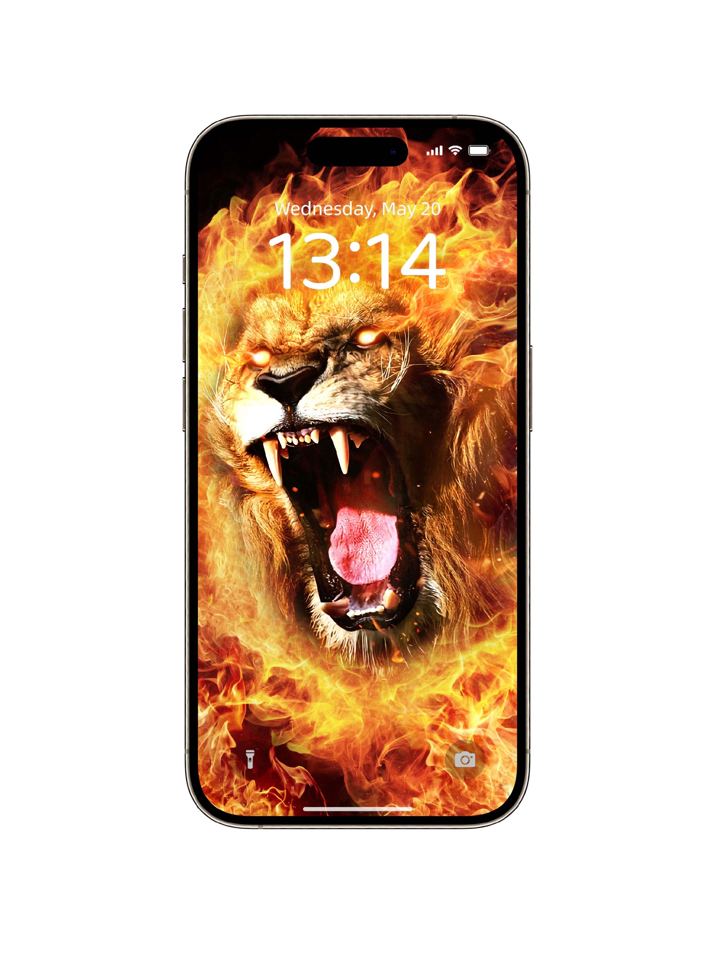 Flame Lion Roar Phone Wallpaper