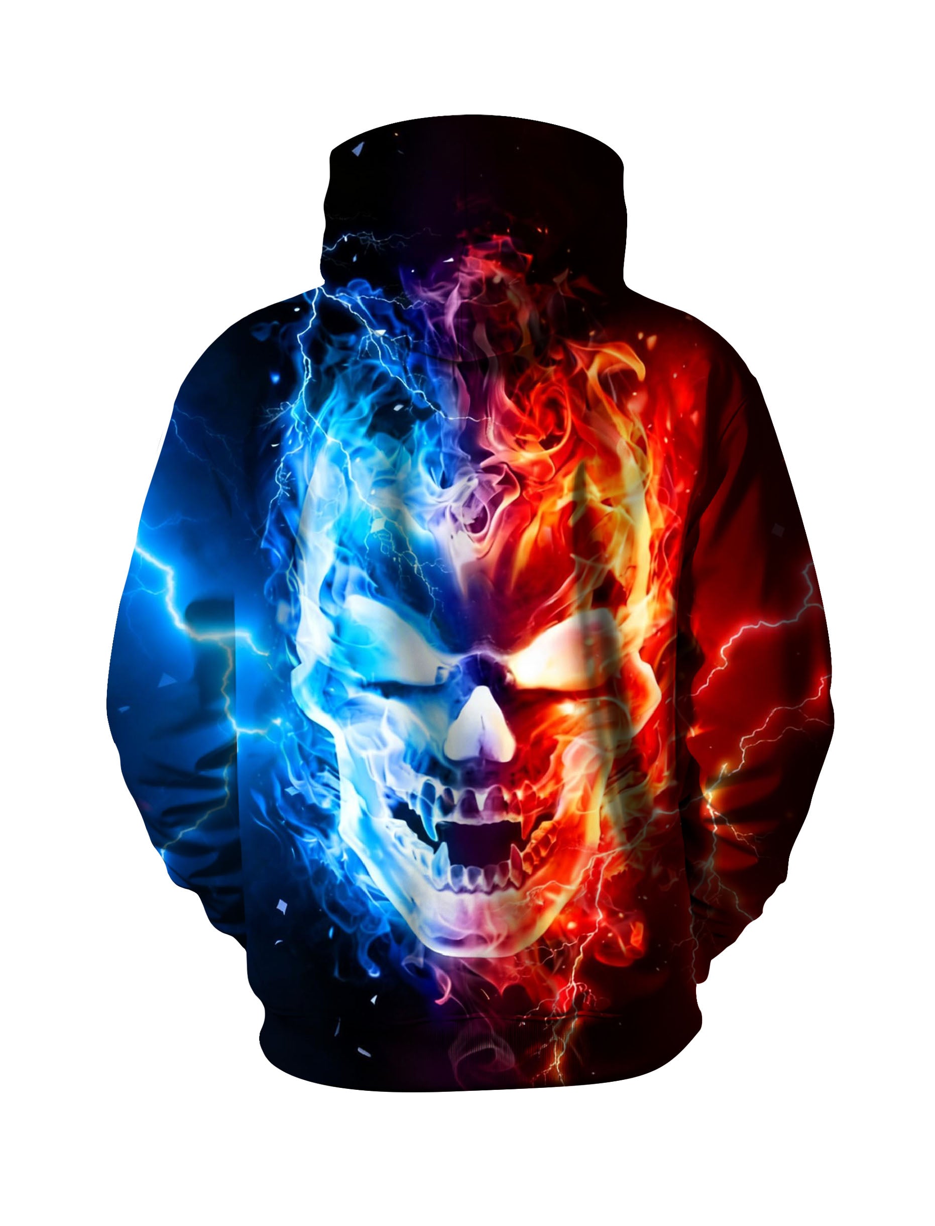 Hoodie 3D All Over Print Fire Ice Skull Streetwear Unisex Cotton Blend Soft Fit