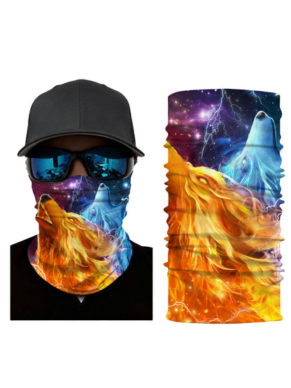 Unisex Pullover Hoodie with 3D All Over Print: Fire Wolf Howling Amid Galaxy Nebula & Lightning, Aesthetic Streetwear, Soft Cotton Blend, Loose Fit