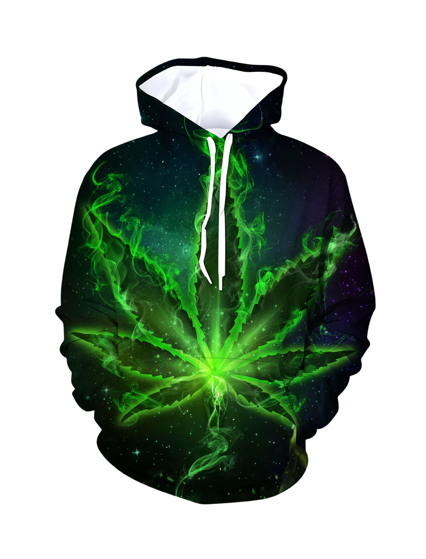 Glowing Cannabis Leaf 3D All Over Print Hoodie Unisex Streetwear Soft Comfortable Cotton Blend
