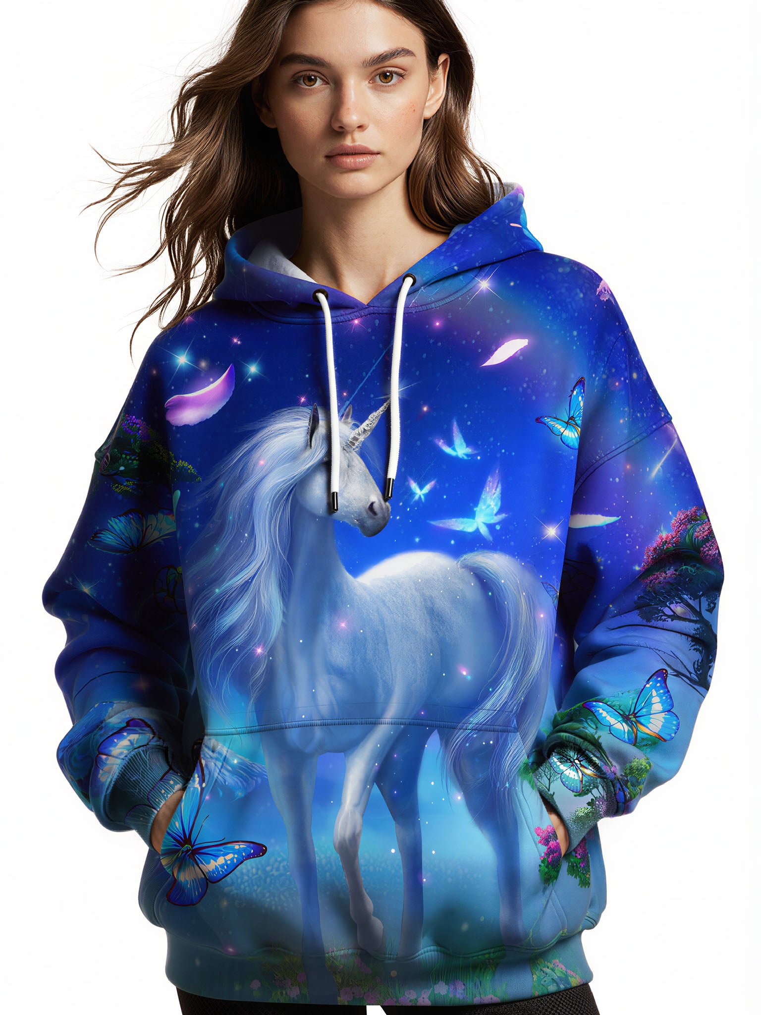 Unicorn 3D All Over Print Hoodie for Men Women, Fantasy Butterfly Galaxy Design