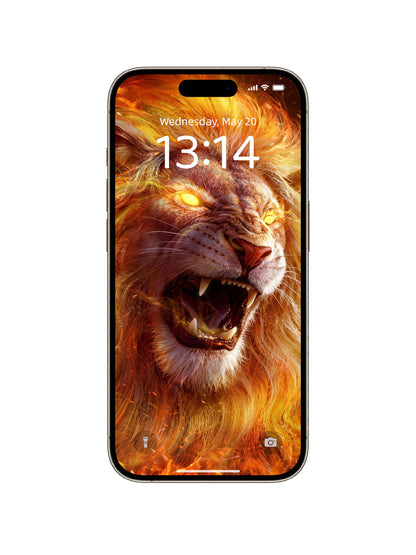 Roaring Flame Lion Digital Wallpaper