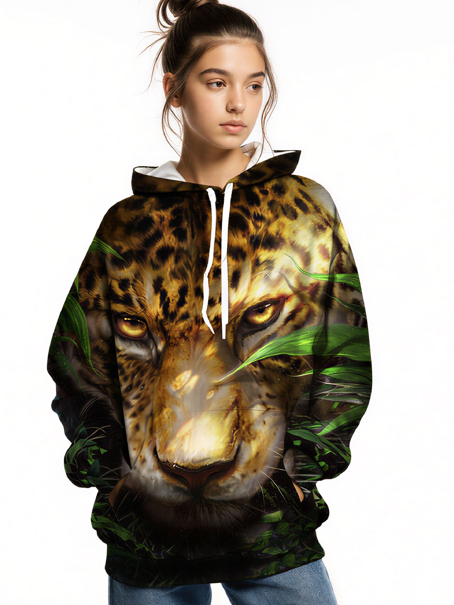 Leopard Face 3D All Over Print Hoodie Unisex Soft Comfortable Jungle Aesthetic Pullover