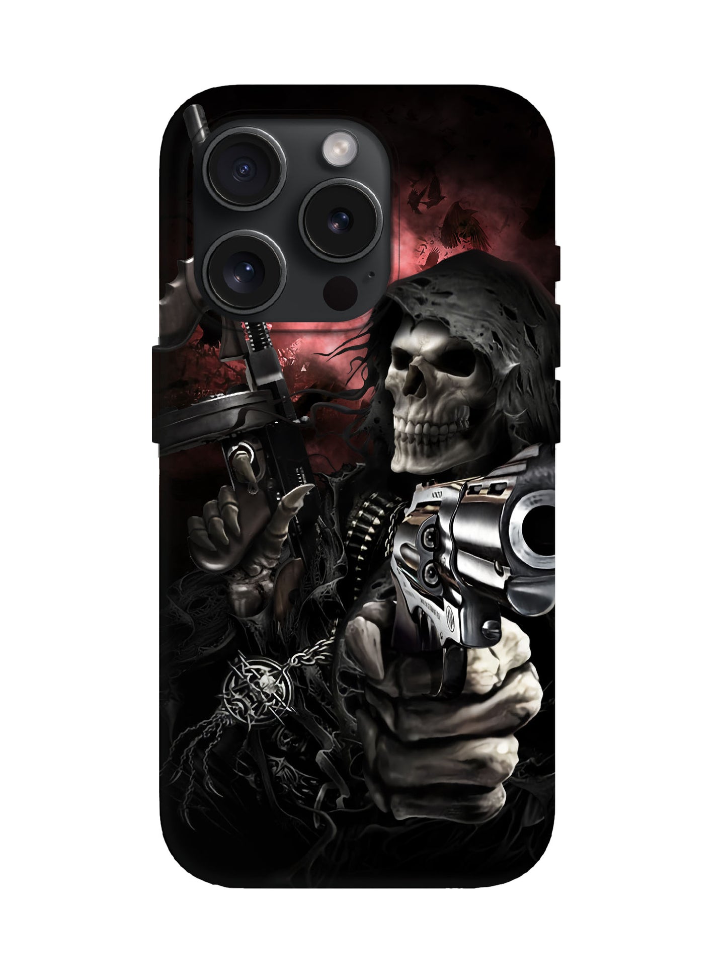 Skull with Guns Edgy Gothic Tough Phone Case