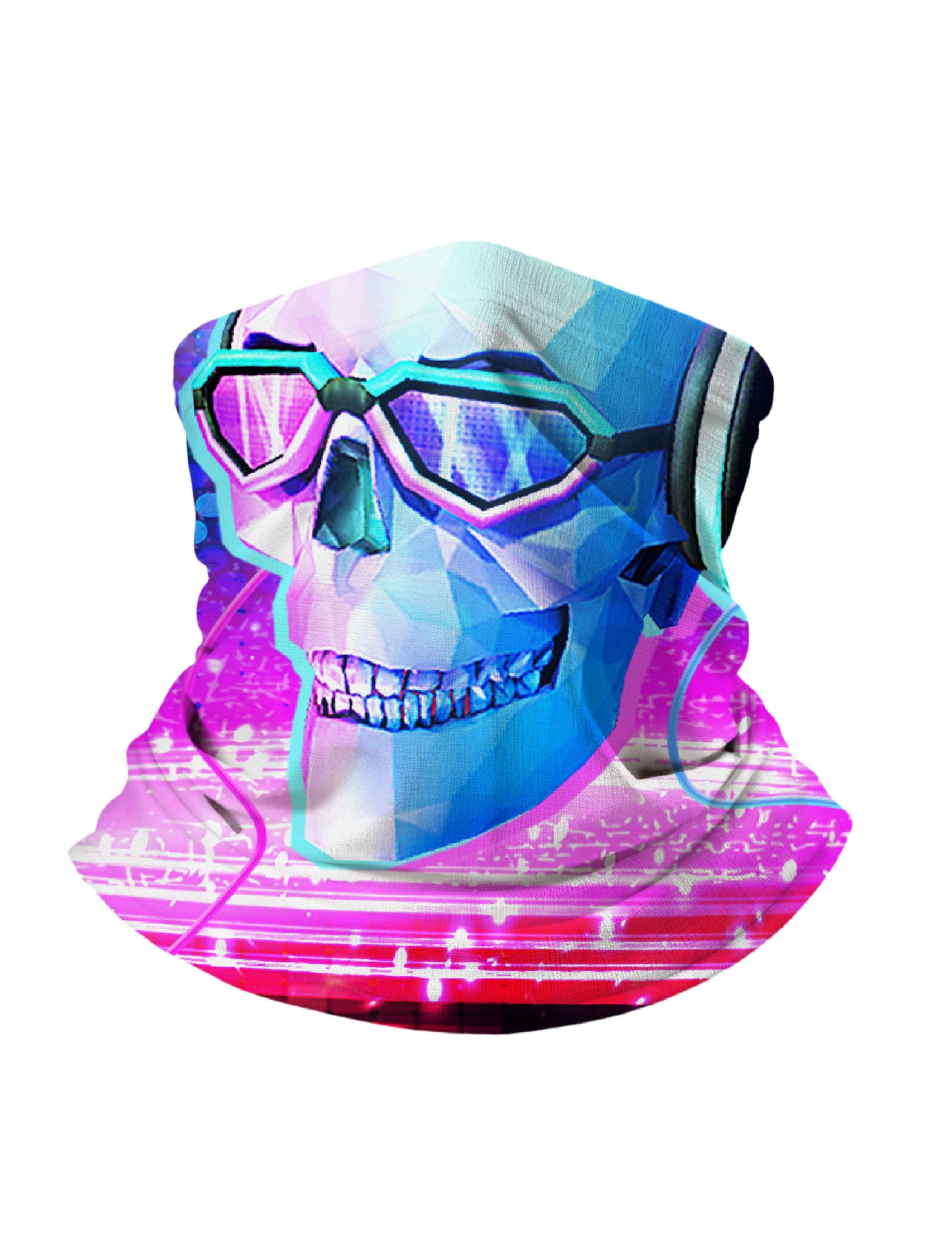 Vaporwave Cyberpunk Skull 3D All Over Print Neck Gaiter – Unisex Y2K Aesthetic Face Mask