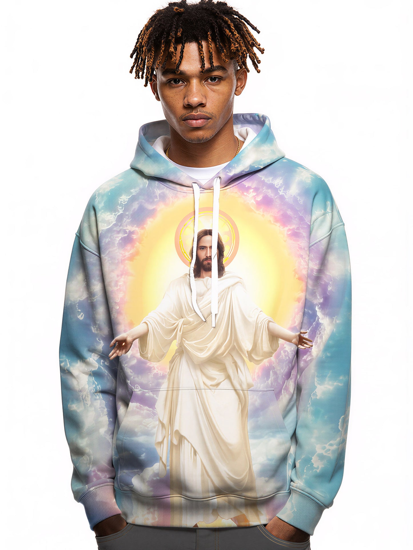 Jesus Christ 3D All Over Print Hoodie for Men Women Divine Sky Halo Design Unisex Streetwear