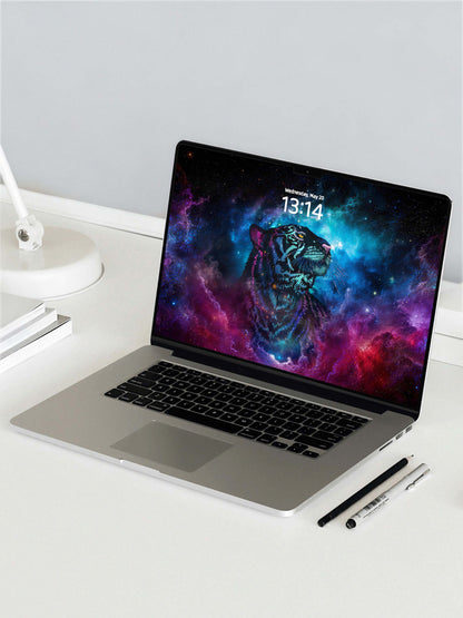 Blue Purple Galaxy Tiger Side Face Digital Wallpaper