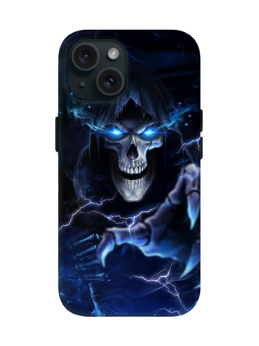 Skull with Lightning and Smoke Edgy Cyberpunk Tough Phone Case