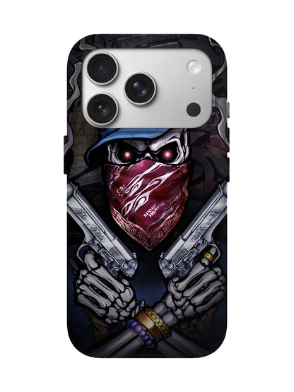 Skull with Bandana and Guns Edgy Hardcore Tough Phone Case