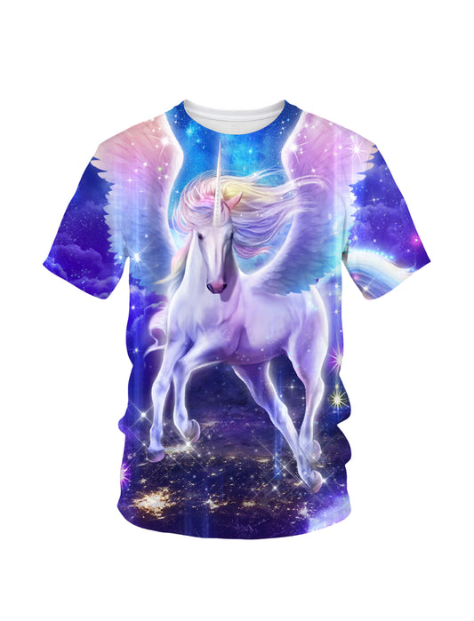 3D All Over Print Unicorn T-Shirt for Men Women Galaxy Winged Horse Fantasy Style