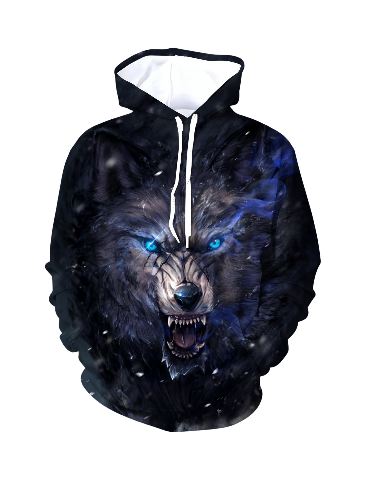 Fierce Galaxy Wolf 3D Print Hoodie | Oversized Night Graphic Pullover