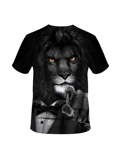 Men Women 3D All Over Print Lion Tuxedo T-Shirt Bold Statement Graphic Pullover