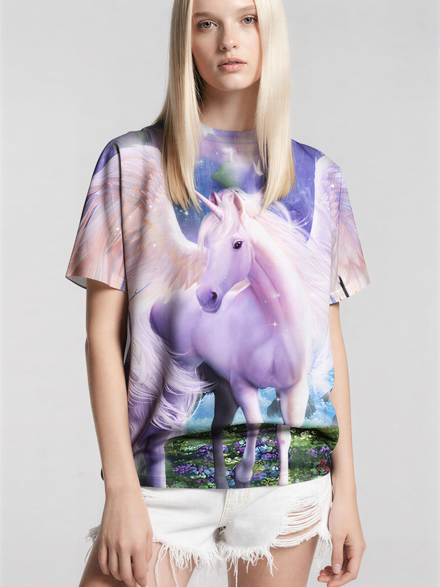 3D All Over Print Unicorn T-Shirt for Men Women Fantasy Winged Horse Graphic Pullover