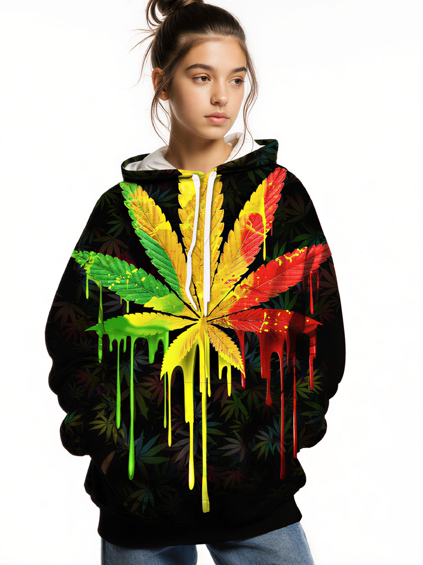 Vibrant Psychedelic Cannabis 3D Print Hoodie for Men & Women