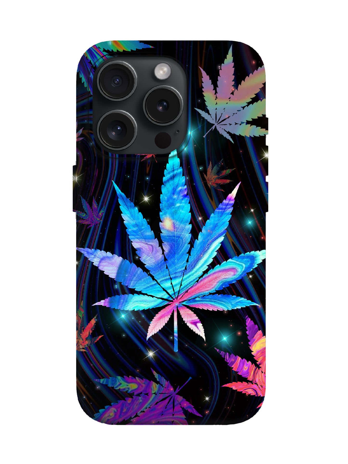 Neon Cannabis Leaf Cyberpunk Slim Phone Case