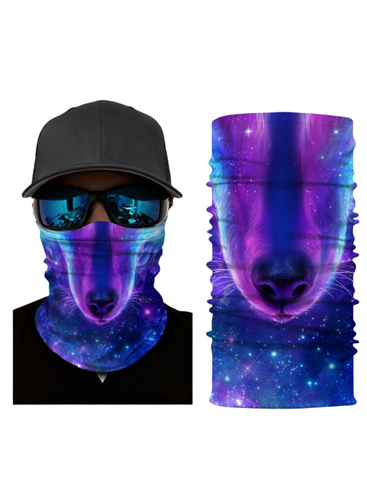 Tube Face Mask with 3D All Over Print Galaxy Nebula Design, Aesthetic Cosmic Cat Pattern, Unisex Breathable Soft Stretchy Neck Gaiter for Streetwear & Outdoor Use