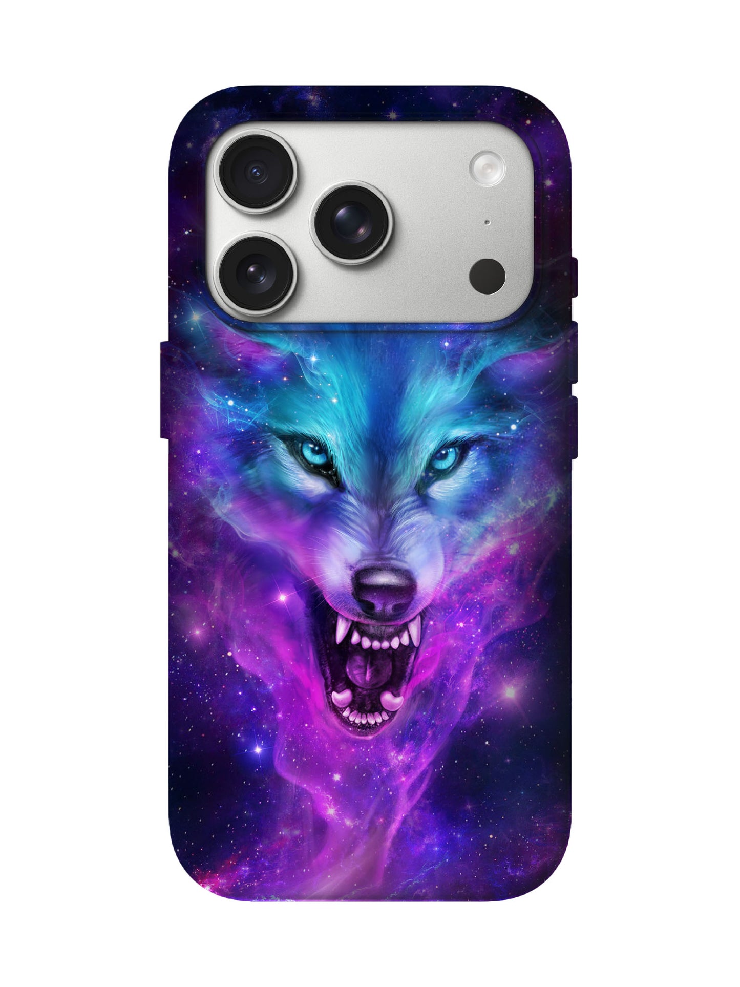 Cosmic Wolf Face Cyberpunk Edgy Protective Phone Case