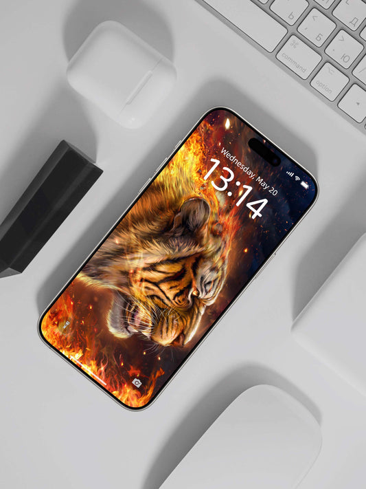 Flame Tiger Roar Phone Wallpaper