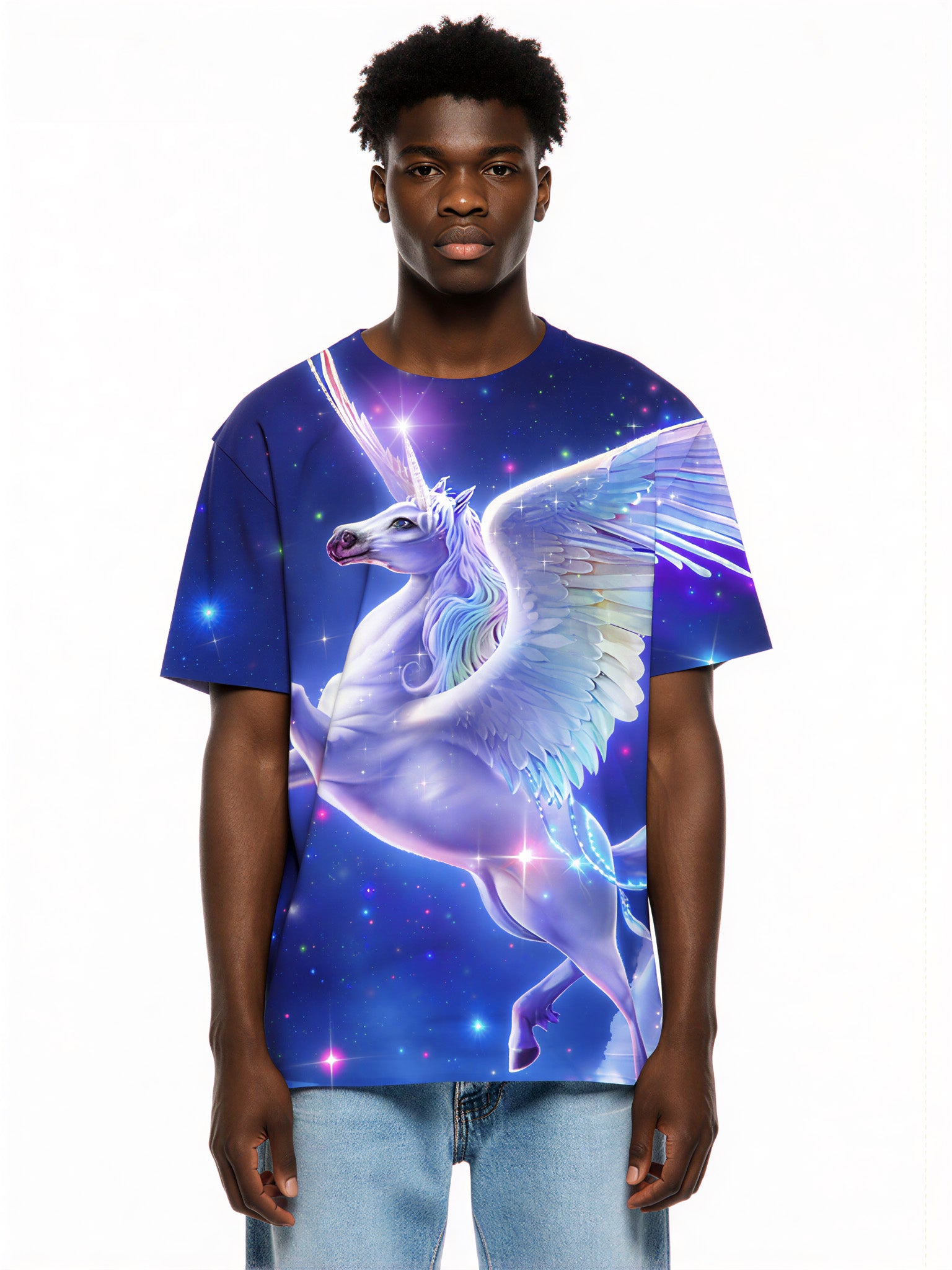 3D All Over Print Unicorn T-Shirt for Men Women Galaxy Space Fantasy Style