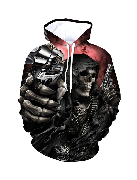 Gunslinger Skull 3D Print Hoodie | Dark Gothic Graphic Pullover