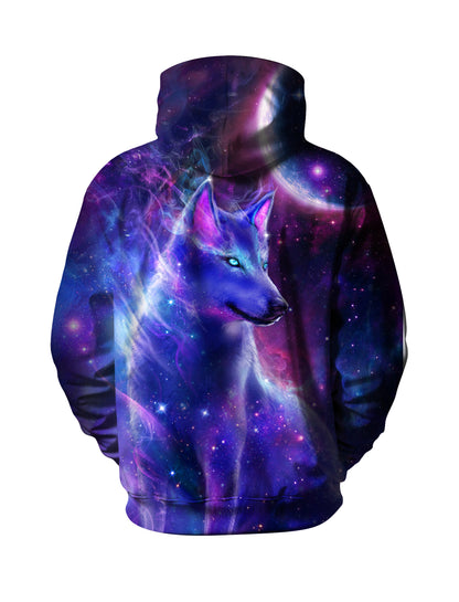 3D All Over Print Wolf Galaxy Hoodie for Men Women Cosmic Space Style Pullover