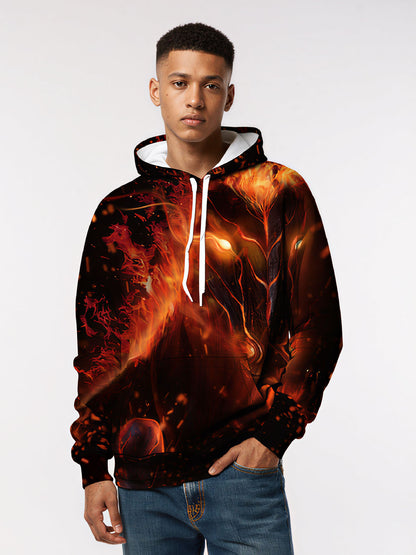 Unisex 3D All Over Print Hoodie Fire Dragon Glow Streetwear Pullover Soft Comfortable