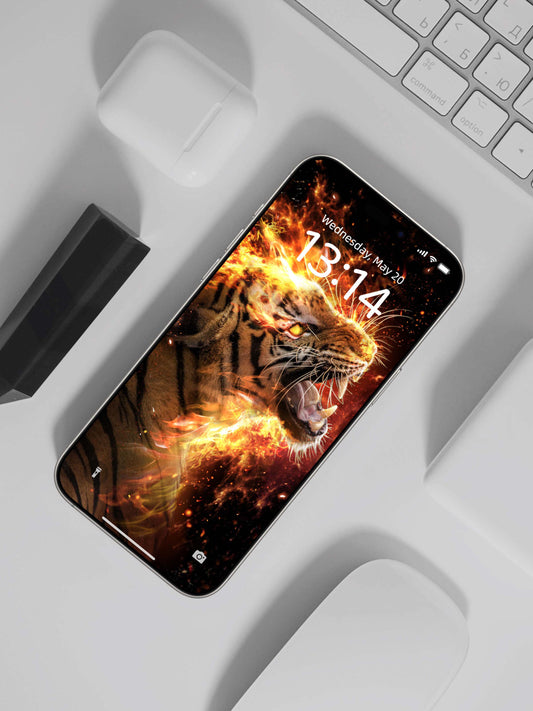 Inferno Tiger Snarl Phone Wallpaper
