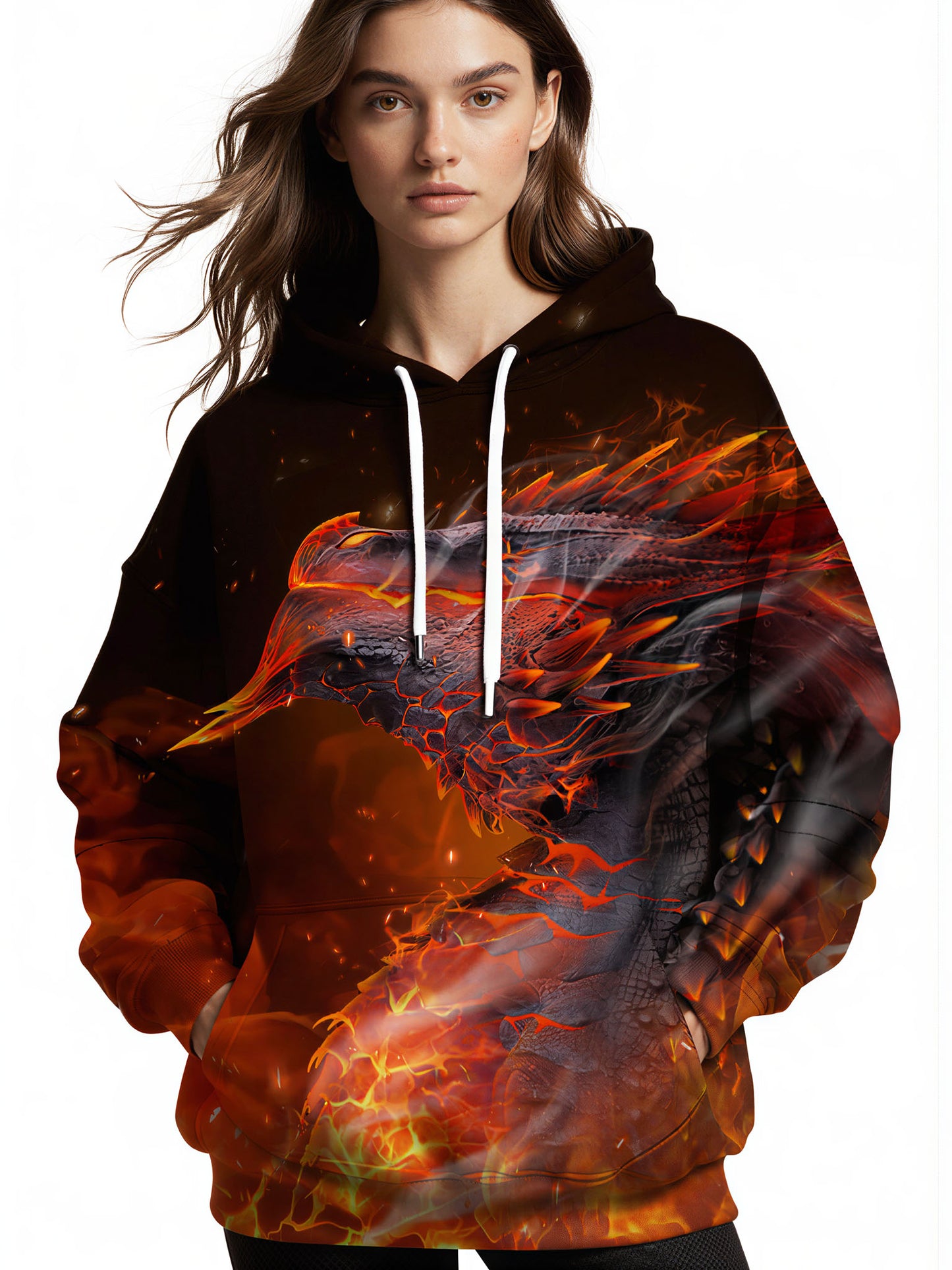 Men Women 3D All Over Print Dragon Fire Hoodie Sweatshirt