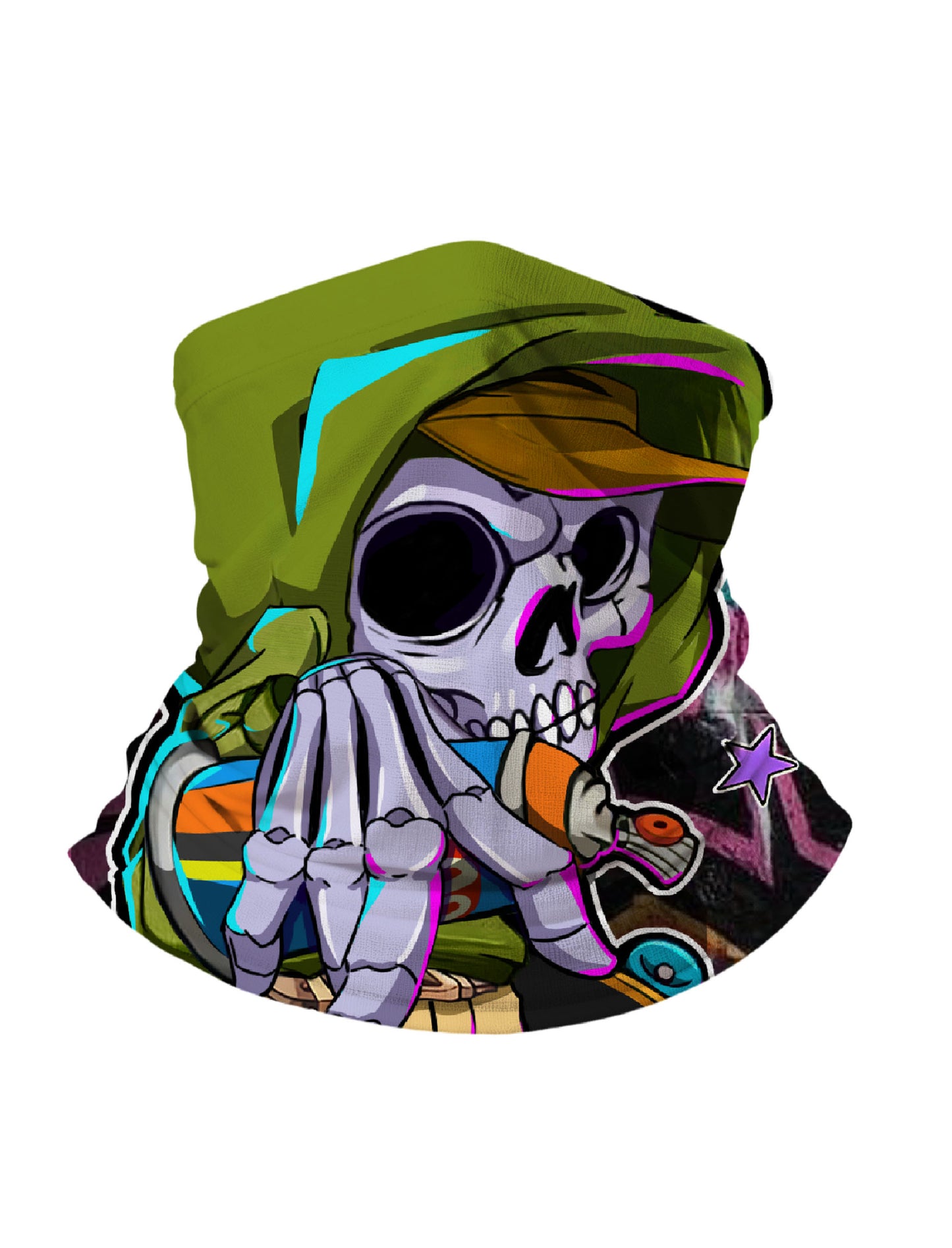 Tube Face Mask with 3D All Over Print Graffiti Skull Design in Streetwear Style for Men Women Soft Stretchy Breathable Fabric