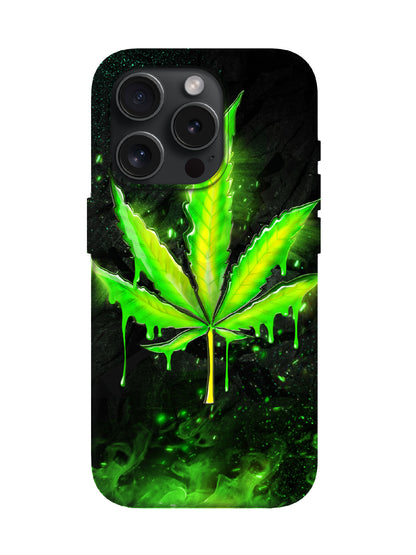 Neon Cannabis Leaf Edgy Statement Phone Case