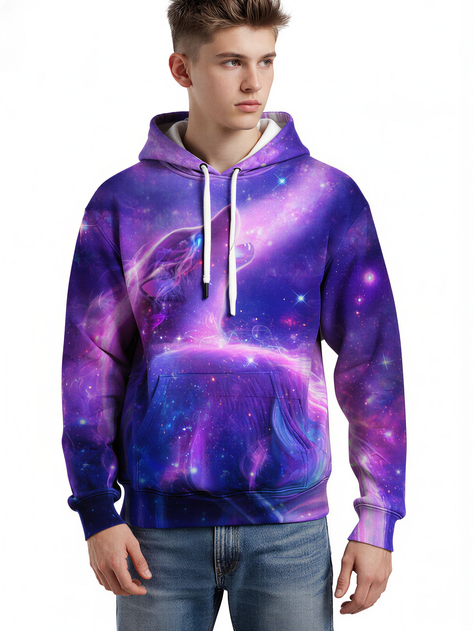 3D All Over Print Galaxy Wolf Hoodie for Men Women Cosmic Space Style Pullover