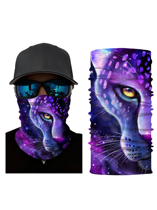 Unisex Neck Gaiter with 3D All Over Print Galaxy Leopard Design, Aesthetic Streetwear Style, Breathable Soft Stretch Fabric for Outdoor Use