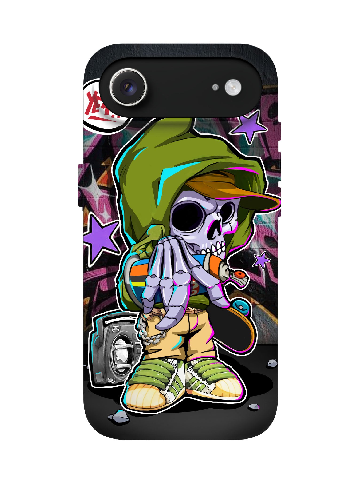 Skull Graffiti Edgy Cyberpunk Tough Phone Case