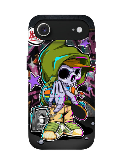 Skull Graffiti Edgy Cyberpunk Tough Phone Case