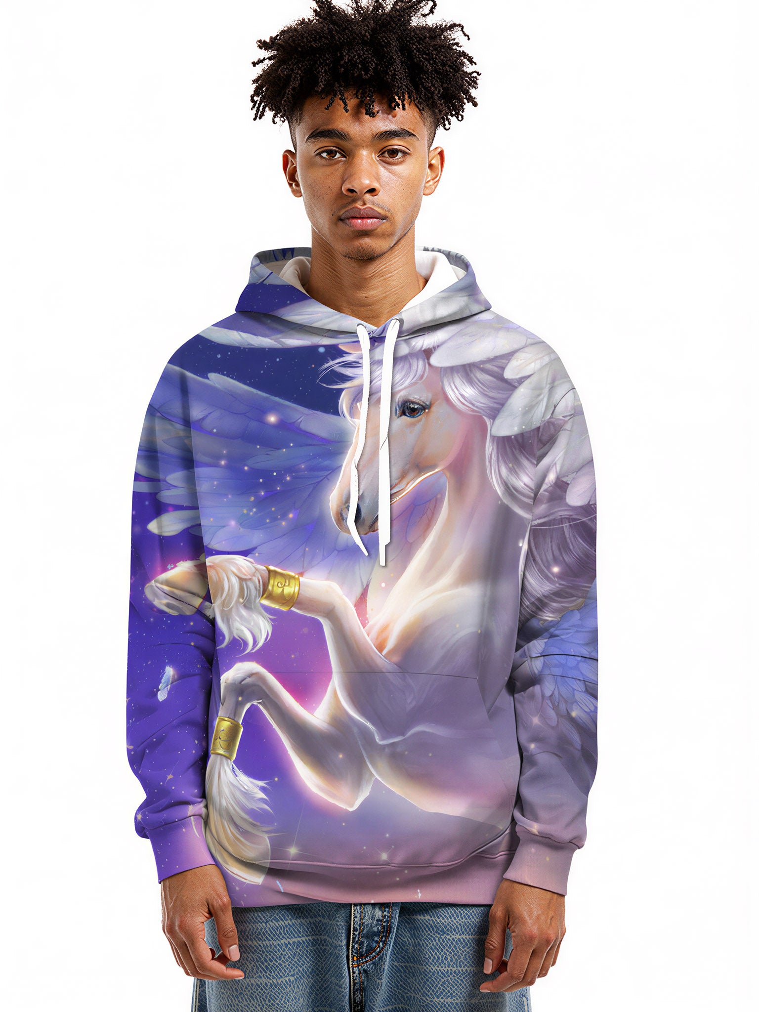 3D All Over Print Pegasus Hoodie for Men Women, Fantasy Galactic Horse Design Unisex Sweatshirt