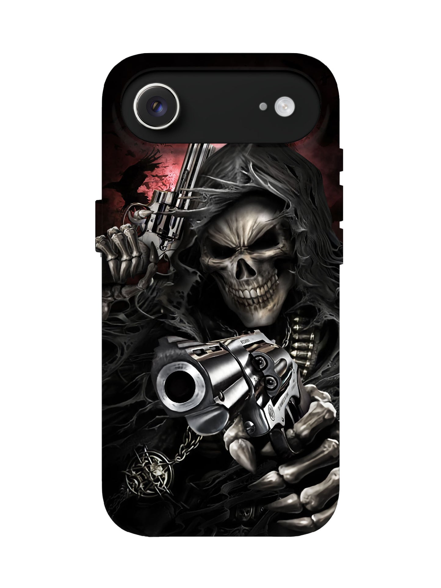 Skull with Revolvers Edgy Gothic Tough Phone Case