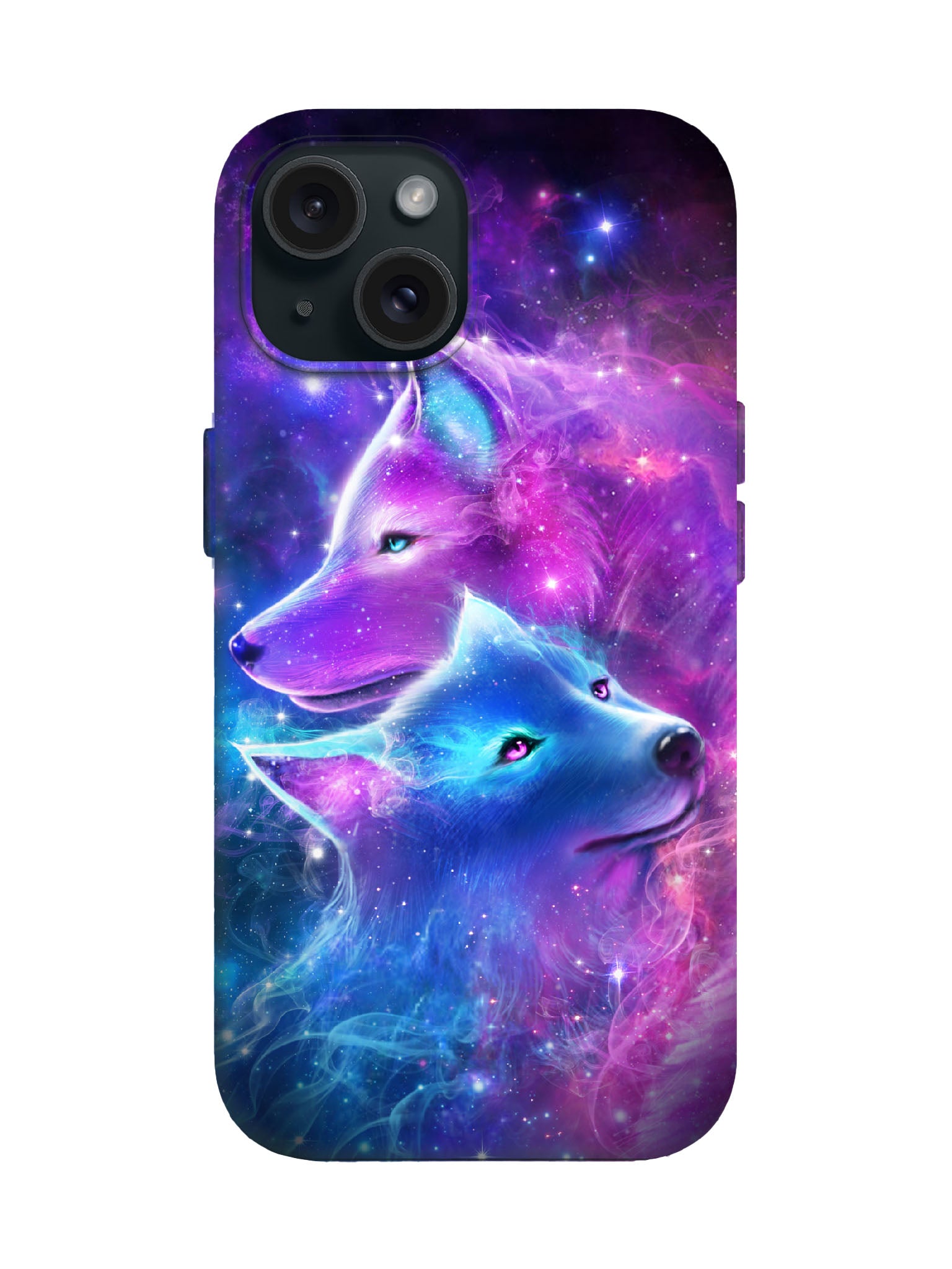 Cosmic Wolf Duo Cyberpunk Protective Phone Case