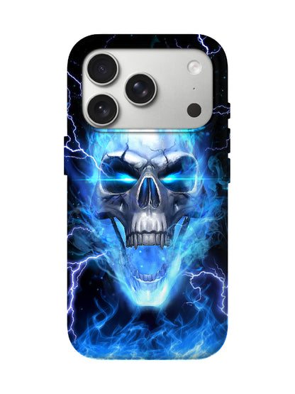 Skull Flame Lightning Edgy Cyberpunk Tough Phone Case