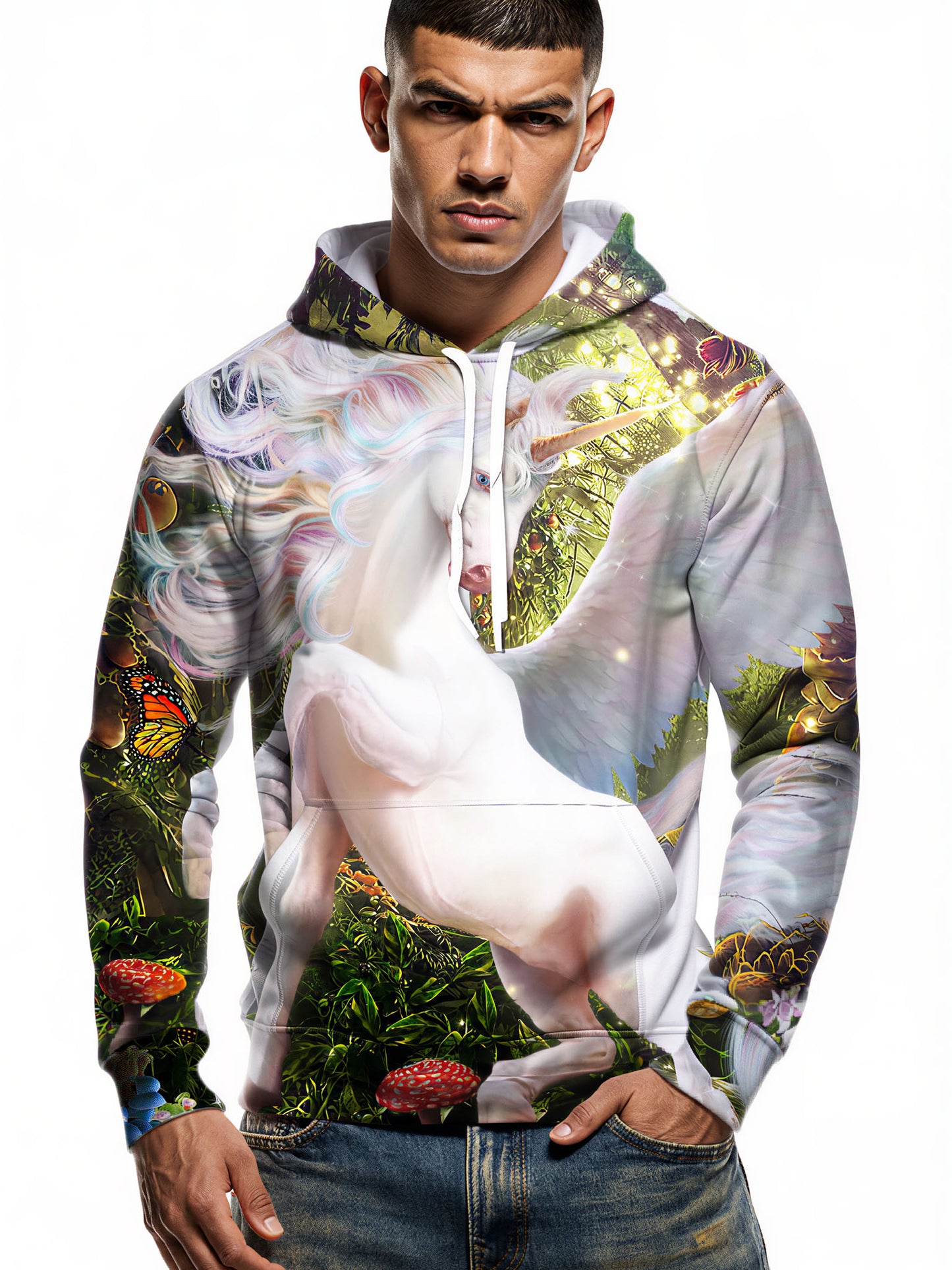 Unicorn 3D All Over Print Hoodie for Men Women Fantasy Forest Graphic Pullover Sweatshirt