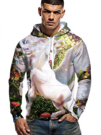 Unicorn 3D All Over Print Hoodie for Men Women Fantasy Forest Graphic Pullover Sweatshirt