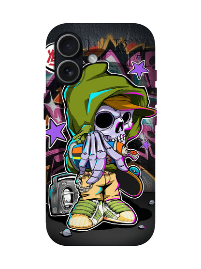 Skull Graffiti Edgy Cyberpunk Tough Phone Case