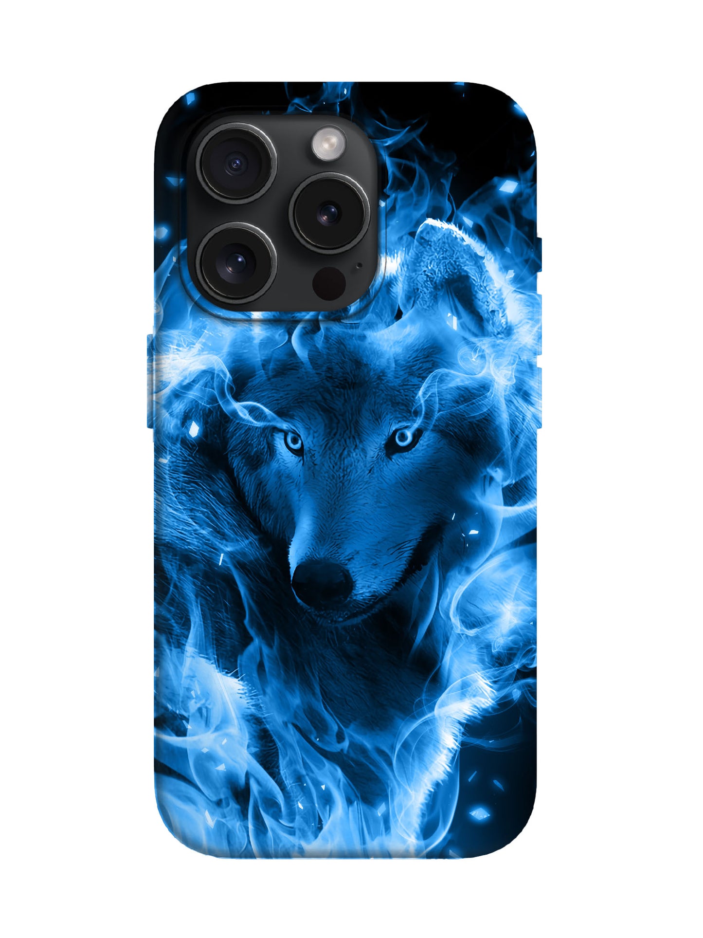 Blue Flame Wolf Edgy Cyberpunk Tough Phone Case