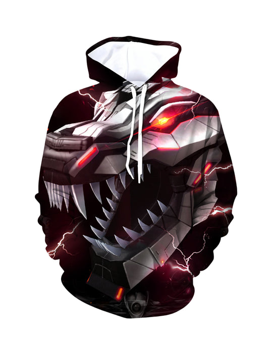 Cyber Mech Monster 3D Print Hoodie | Techwear Oversized Pullover