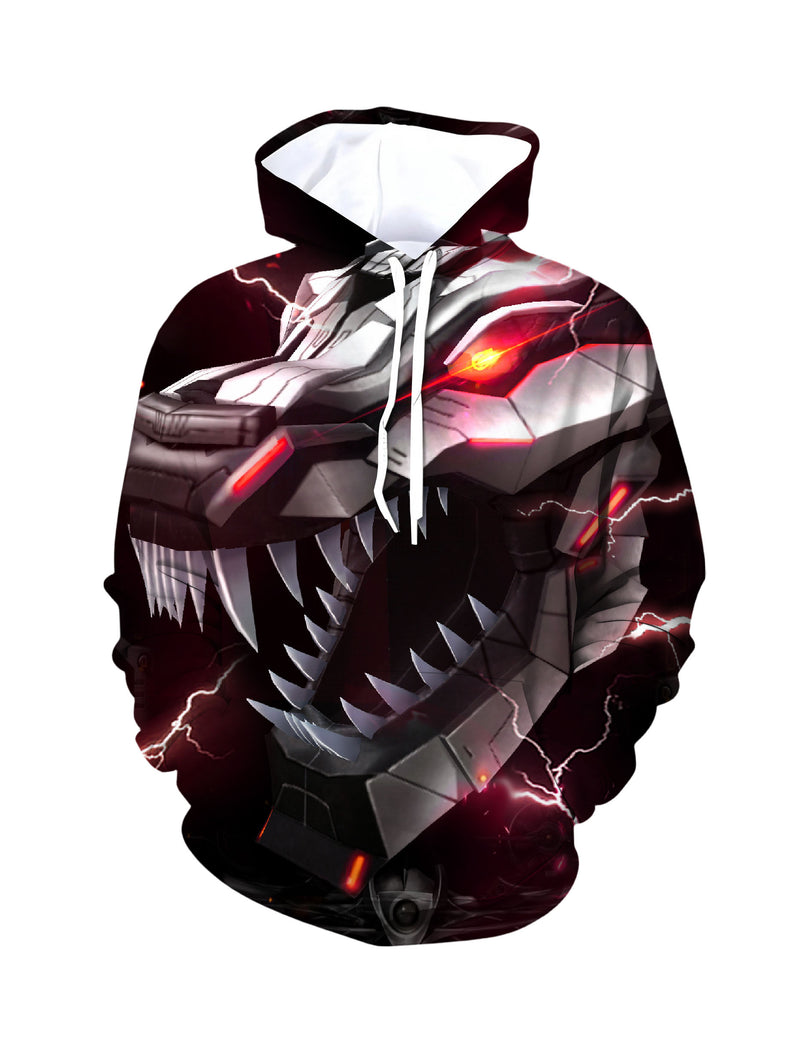 Cyber Mech Monster 3D Print Hoodie | Techwear Oversized Pullover