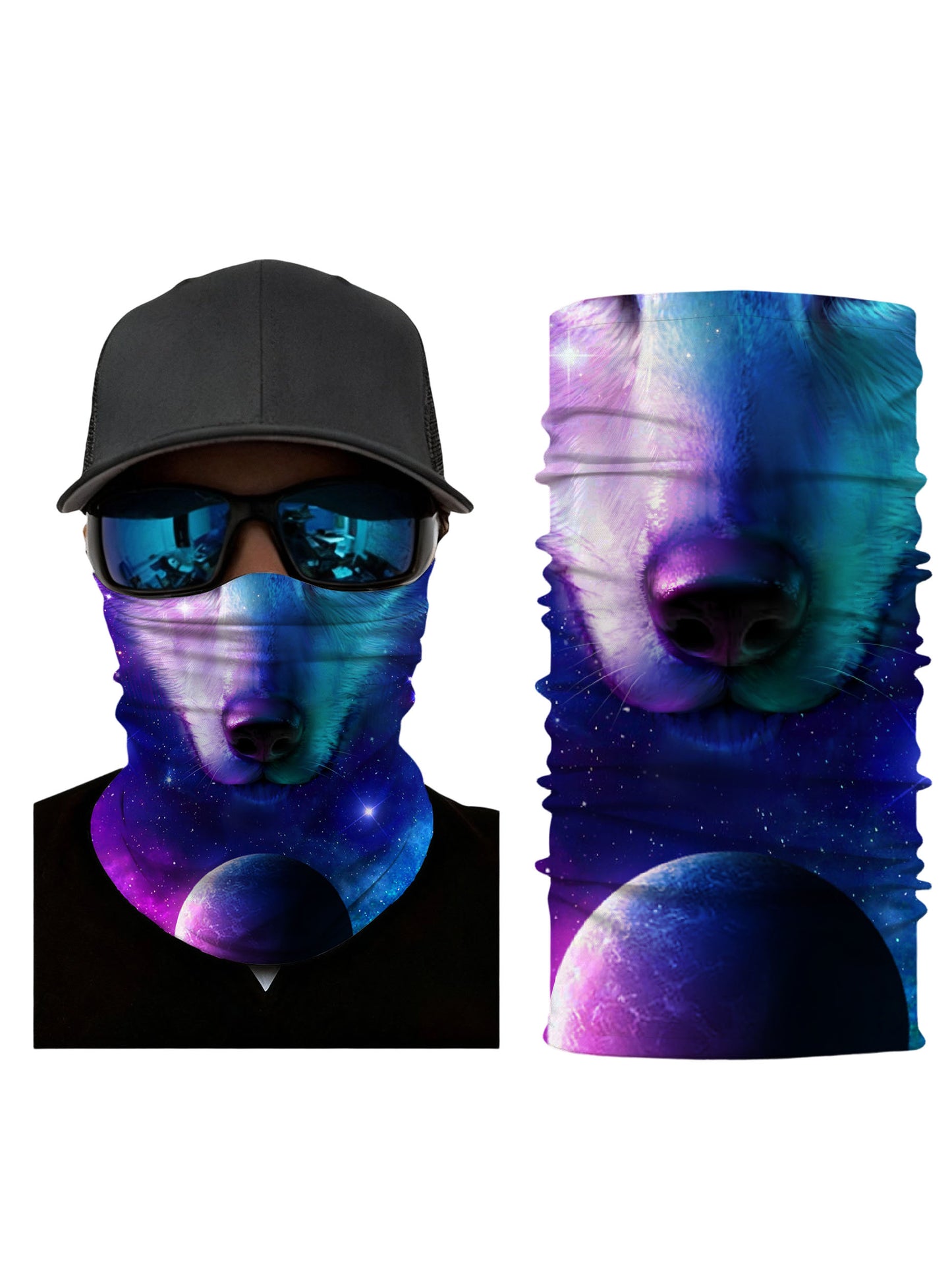 Tube Face Mask with 3D all over print galaxy nebula design, Aesthetic style unisex neck gaiter, breathable fabric and soft stretchy for outdoor use