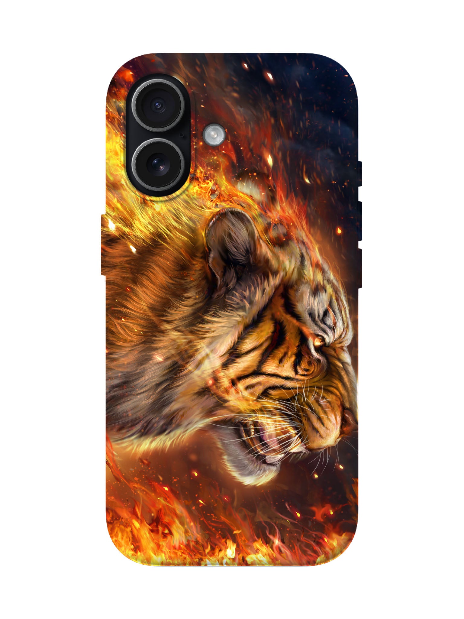 Flame Tiger Head Edgy Hardcore Tough Phone Case
