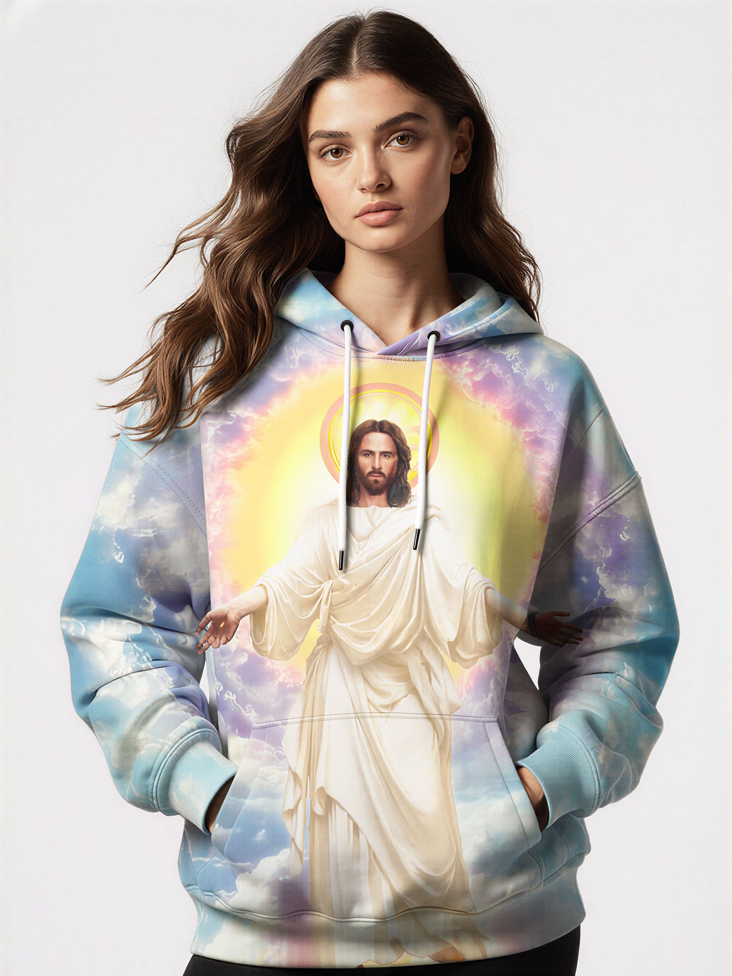 Jesus Christ 3D All Over Print Hoodie for Men Women Divine Sky Halo Design Unisex Streetwear