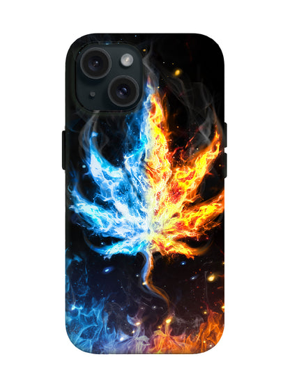 Flame and Ice Leaf Cyberpunk Tough Phone Case