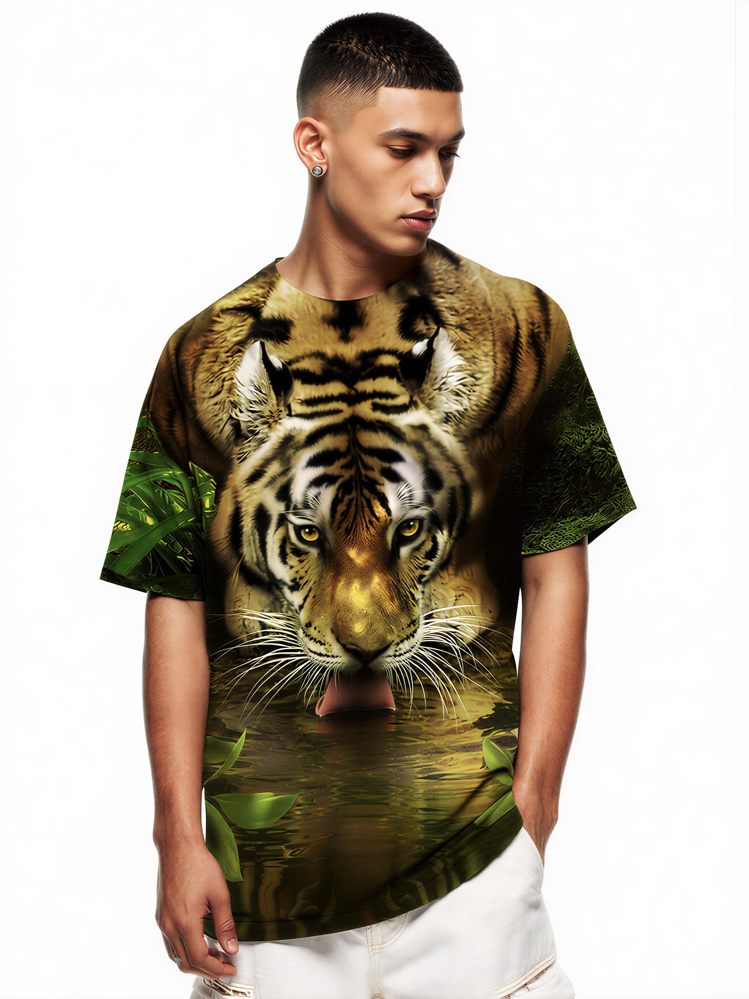 Jungle Wildlife Tiger 3D All Over Print T-Shirt for Men Women Graphic Sweatshirt