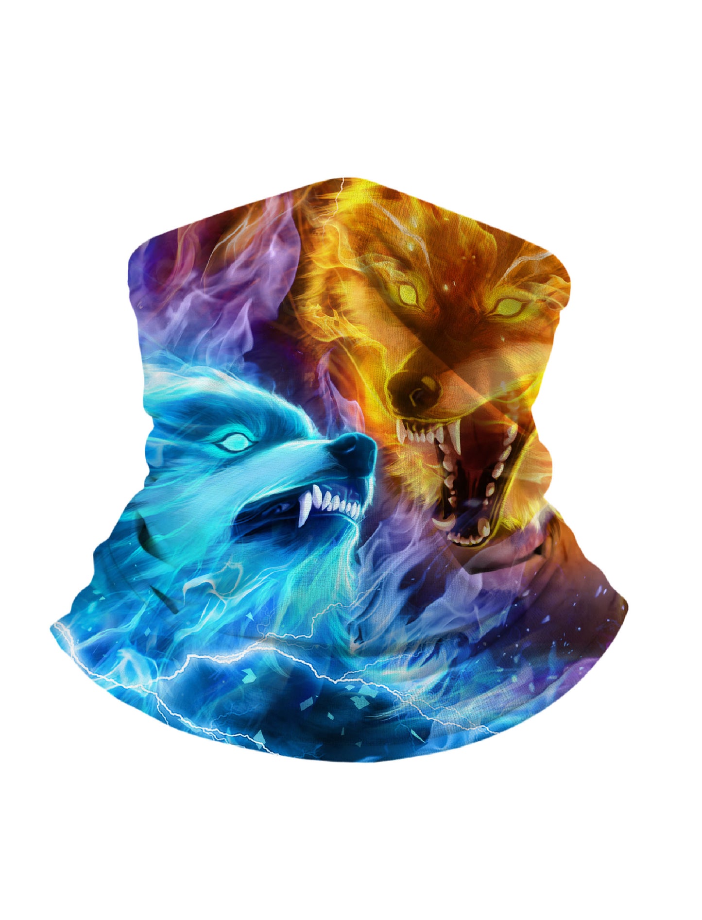3D Ice & Fire Wolves Neck Gaiter – Streetwear UV Mask